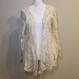 Urban Day Lace Cardigan Bell Sleeve Cream Sheer Bell Sleeve Boho Festival